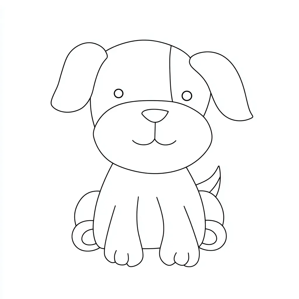 Dibujo de contorno fácil de perro para colorear