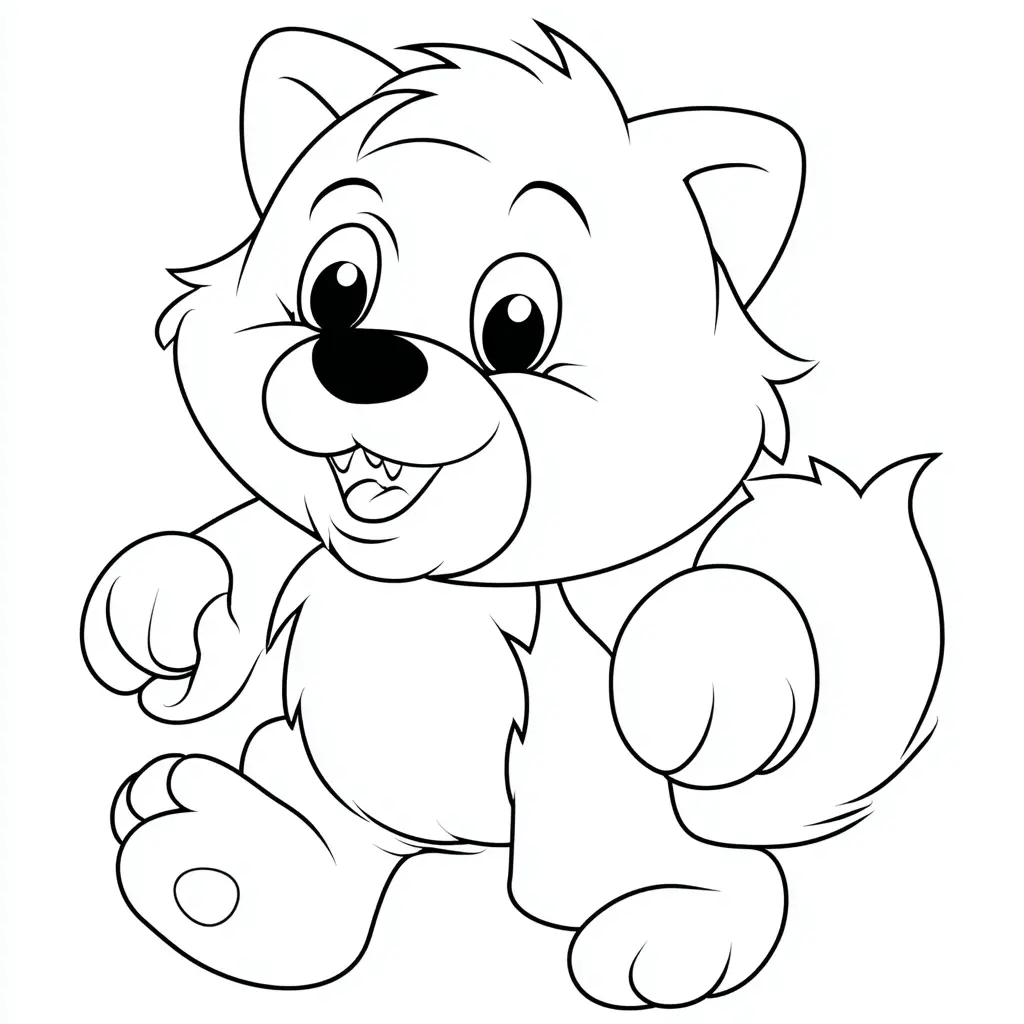 Dibujo de perrito cartoon caminando para colorear