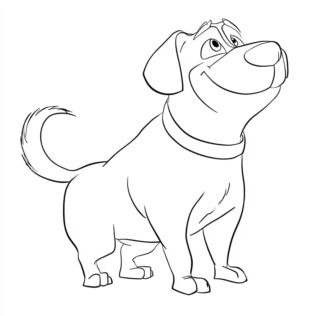 Dibujo de perro cartoon mirando al cielo para colorear