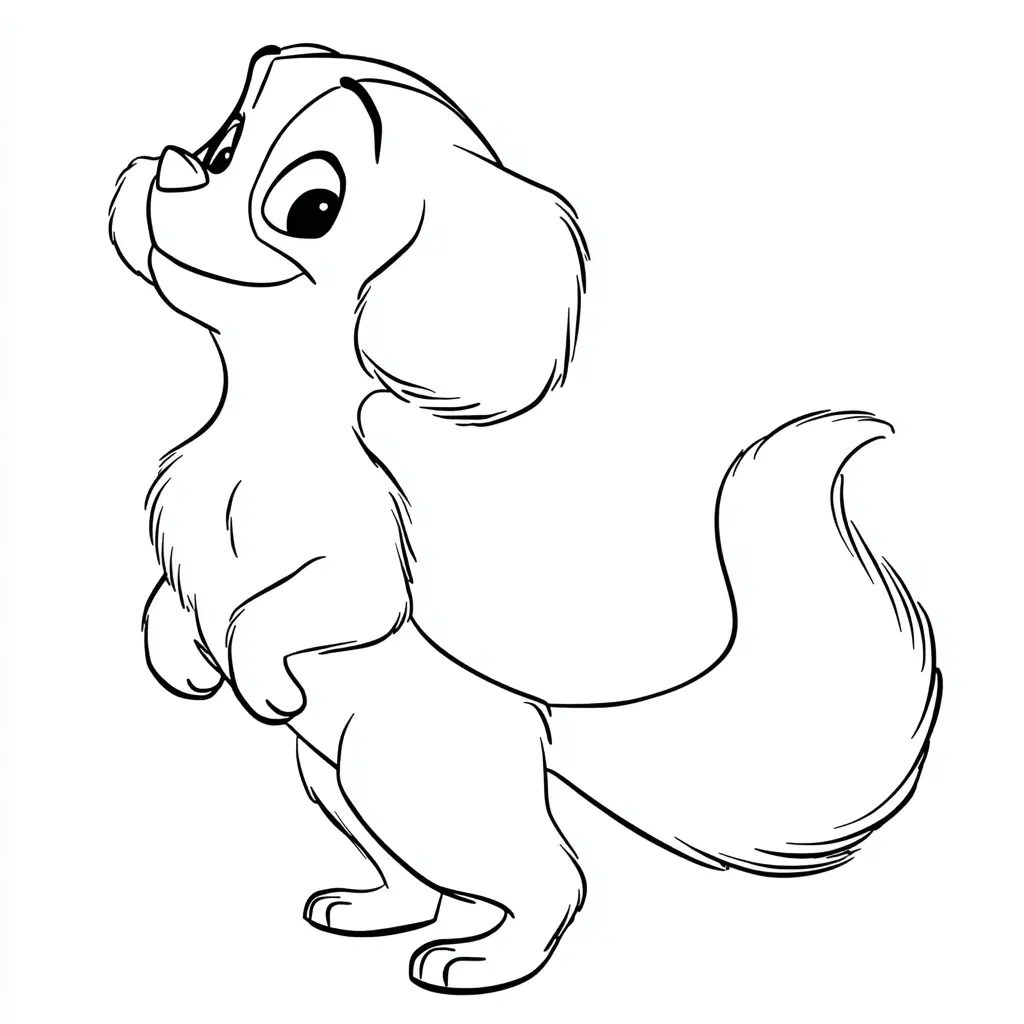 Dibujo de perrito lindo de pie para colorear