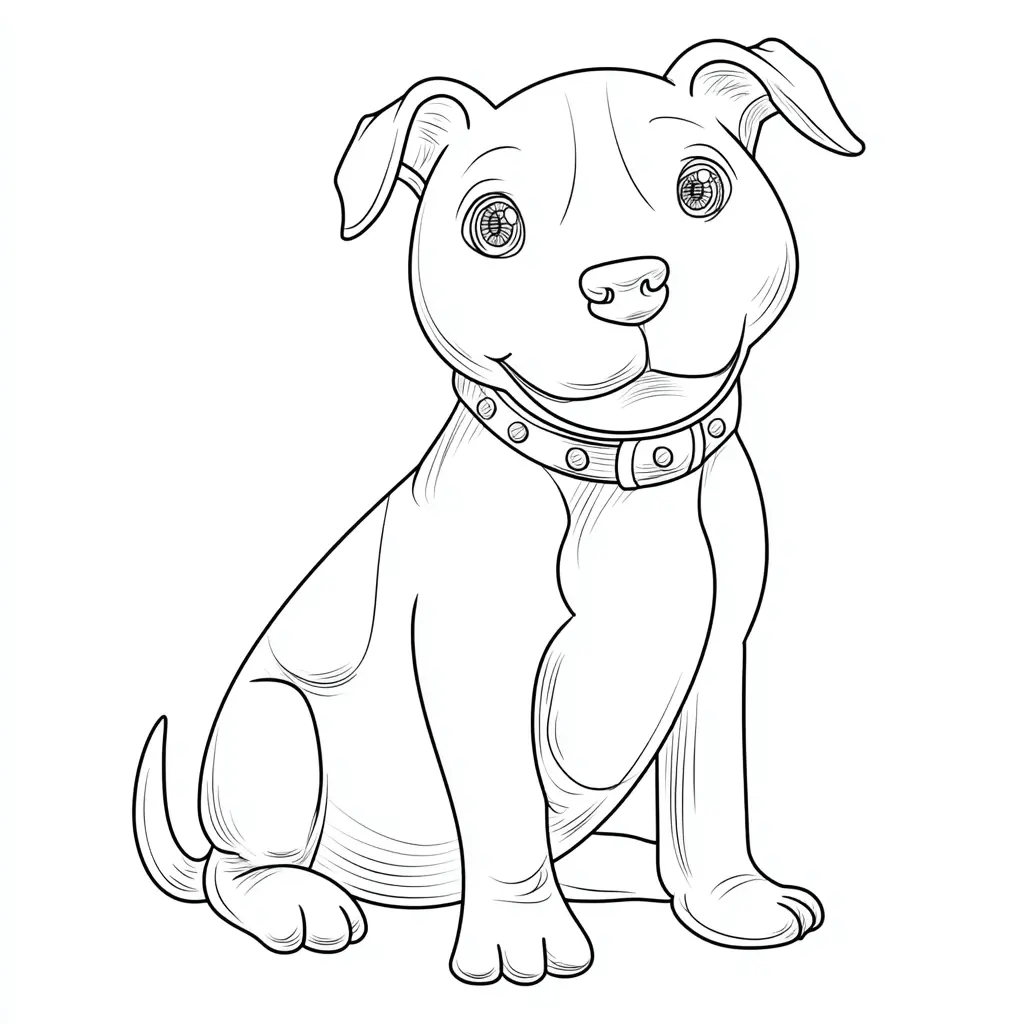 Dibujo de pit bull terrier diseño infantil para colorear Dibujo de pit bull terrier diseño infantil para colorear