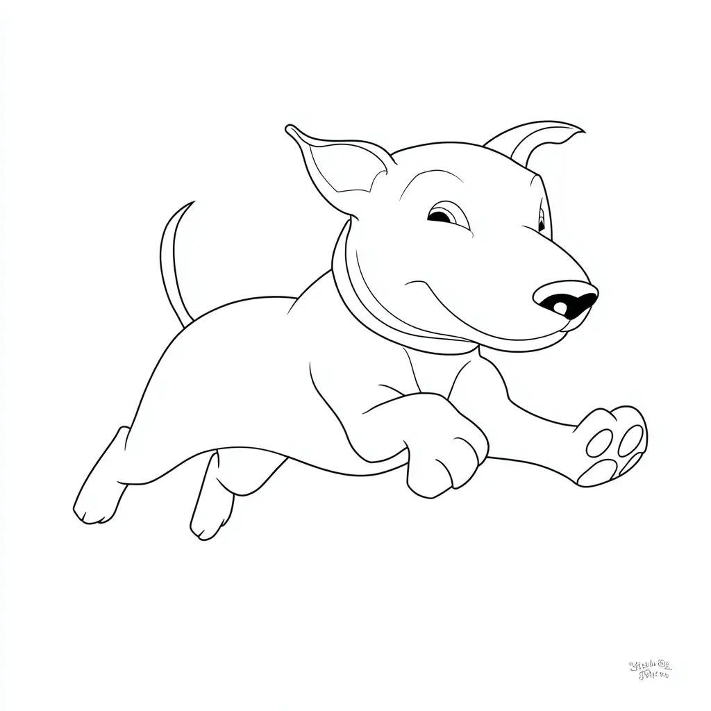 Dibujo de pit bull terrier cartoon corriendo para colorear Dibujo de pit bull terrier cartoon corriendo para colorear