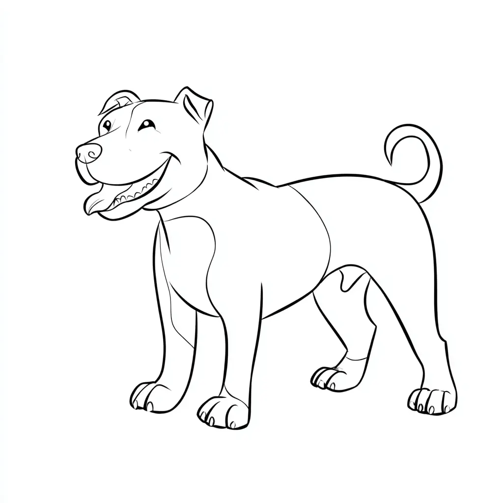 Dibujo de pit bull de contorno infantil para colorear Dibujo de pit bull de contorno infantil para colorear