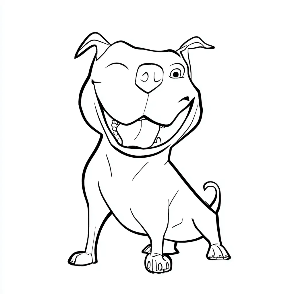 Dibujo de pit bull terrier caricaturesco para colorear Dibujo de pit bull terrier caricaturesco para colorear