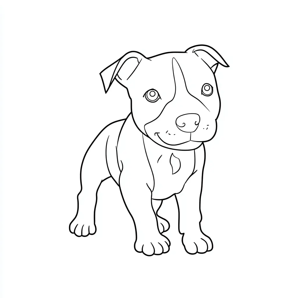 Dibujo de adorable cahorro pit bull terrier para colorear Dibujo de adorable cahorro pit bull terrier para colorear