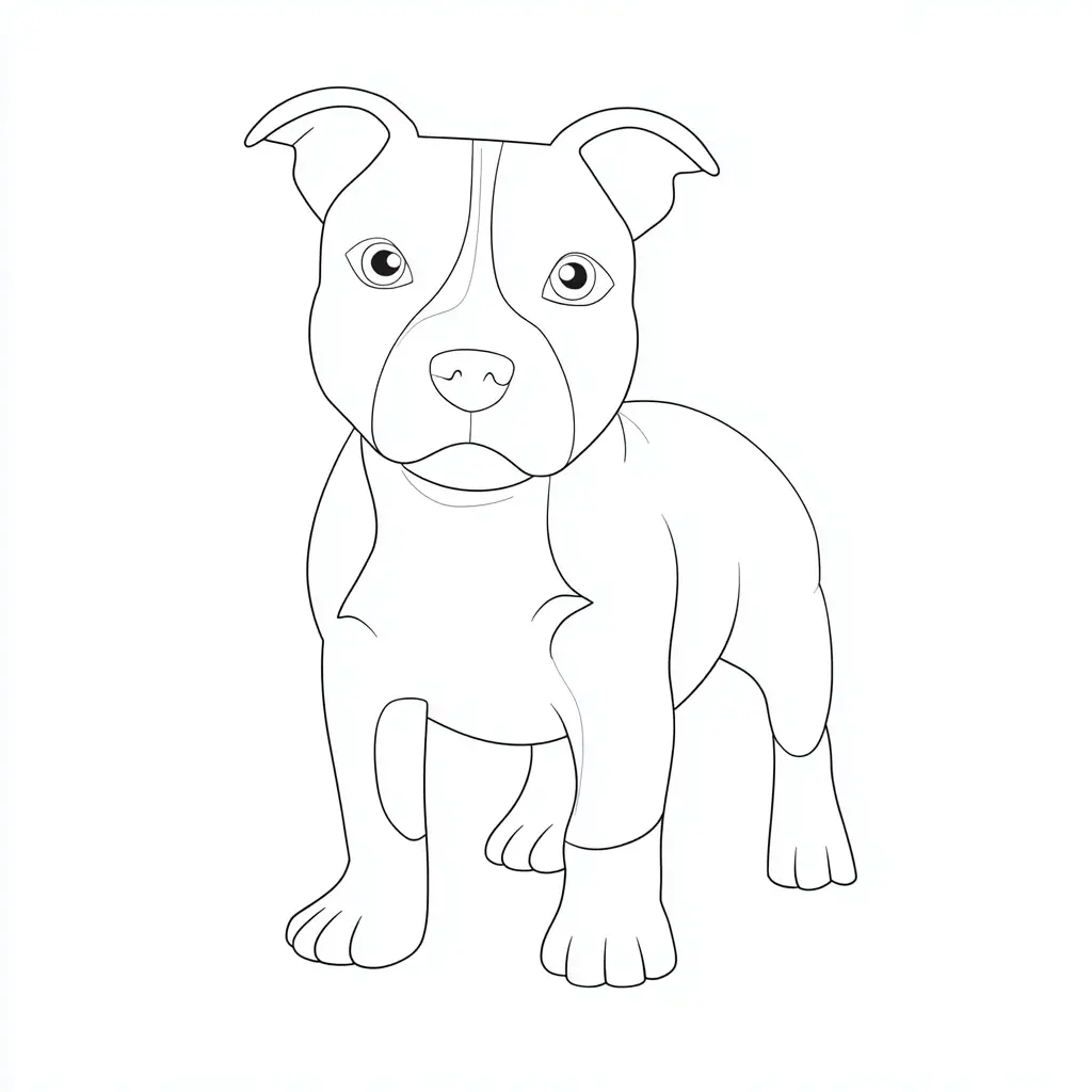 Dibujo de pit bull terrier de trazo sencillo para colorear Dibujo de pit bull terrier de trazo sencillo para colorear