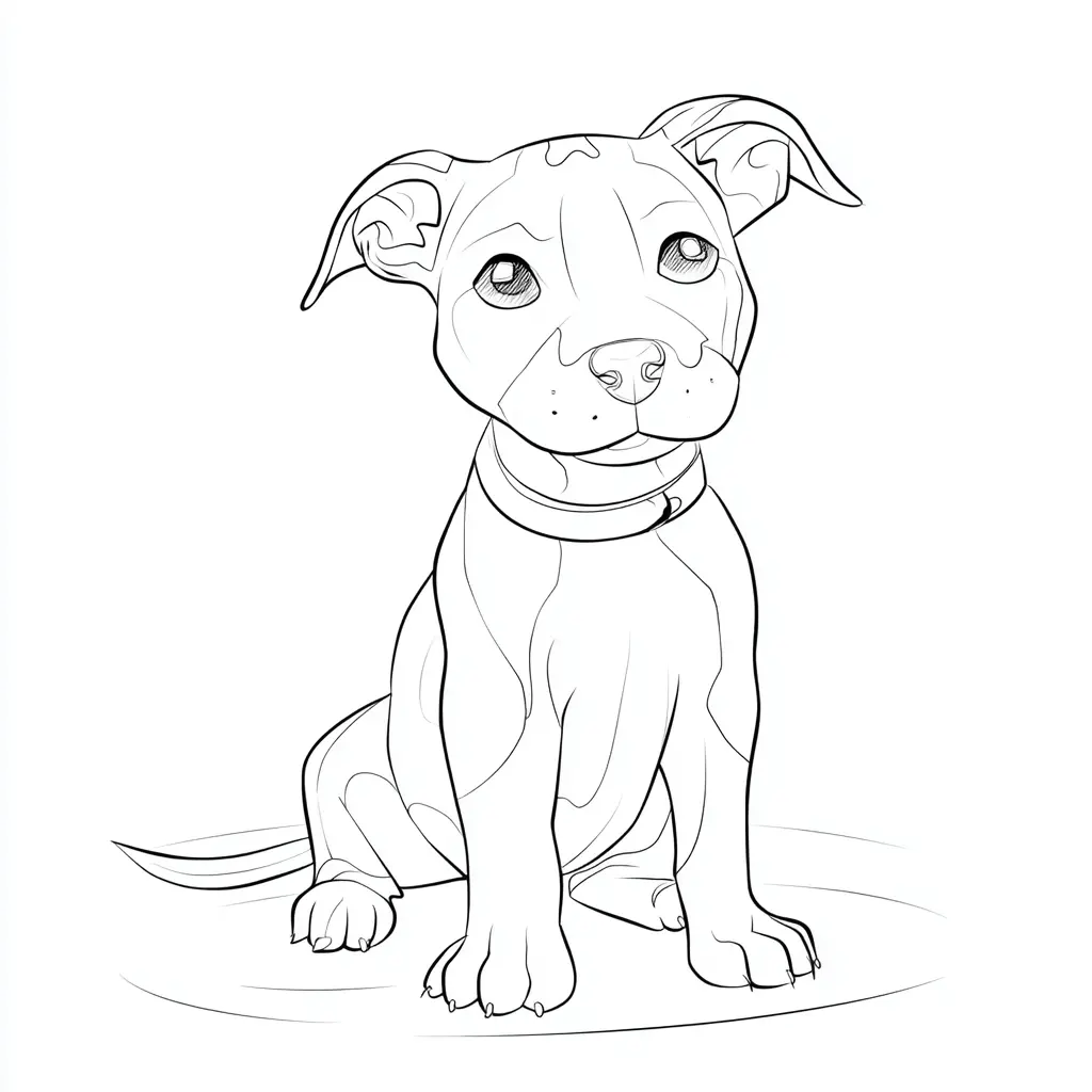 Dibujo de pit bull terrier lineal infantil para colorear Dibujo de pit bull terrier lineal infantil para colorear