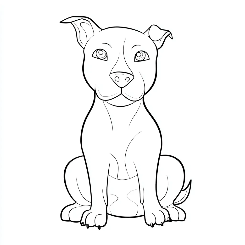 Dibujo de pit bull terrier trazo minimalista para colorear Dibujo de pit bull terrier trazo minimalista para colorear