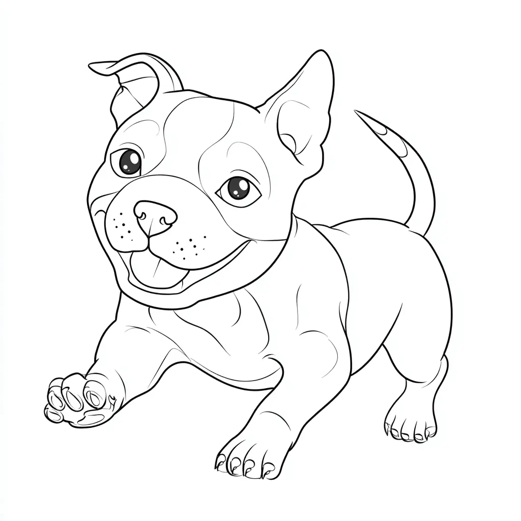 Dibujo de pit bull terrier cartoon dinámico para colorear Dibujo de pit bull terrier cartoon dinámico para colorear