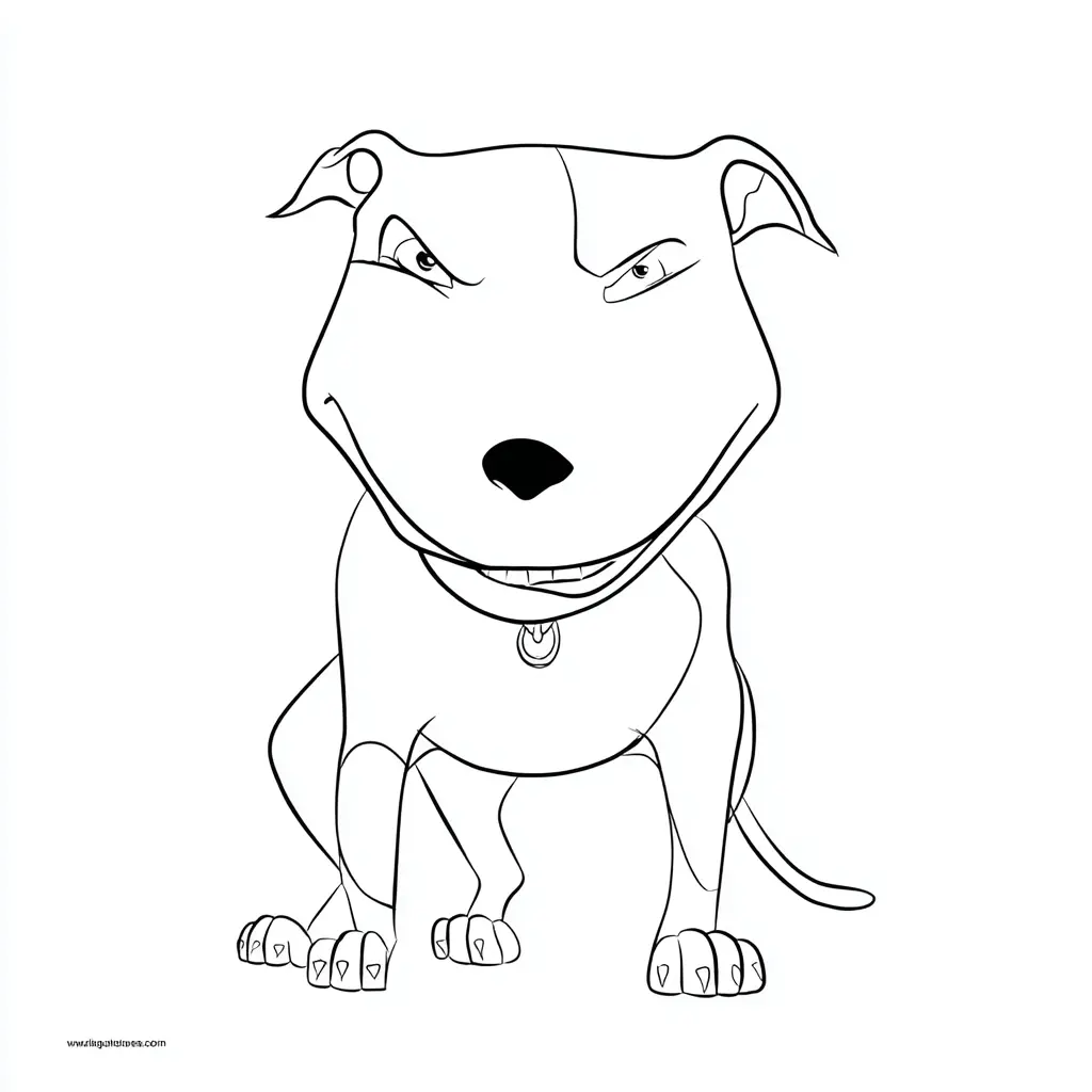 Dibujo de caricatura de pit bull terrier para colorear Dibujo de caricatura de pit bull terrier para colorear