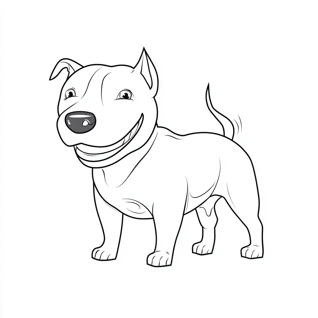 Dibujo de pit bull terrier amigable para colorear Dibujo de pit bull terrier amigable para colorear