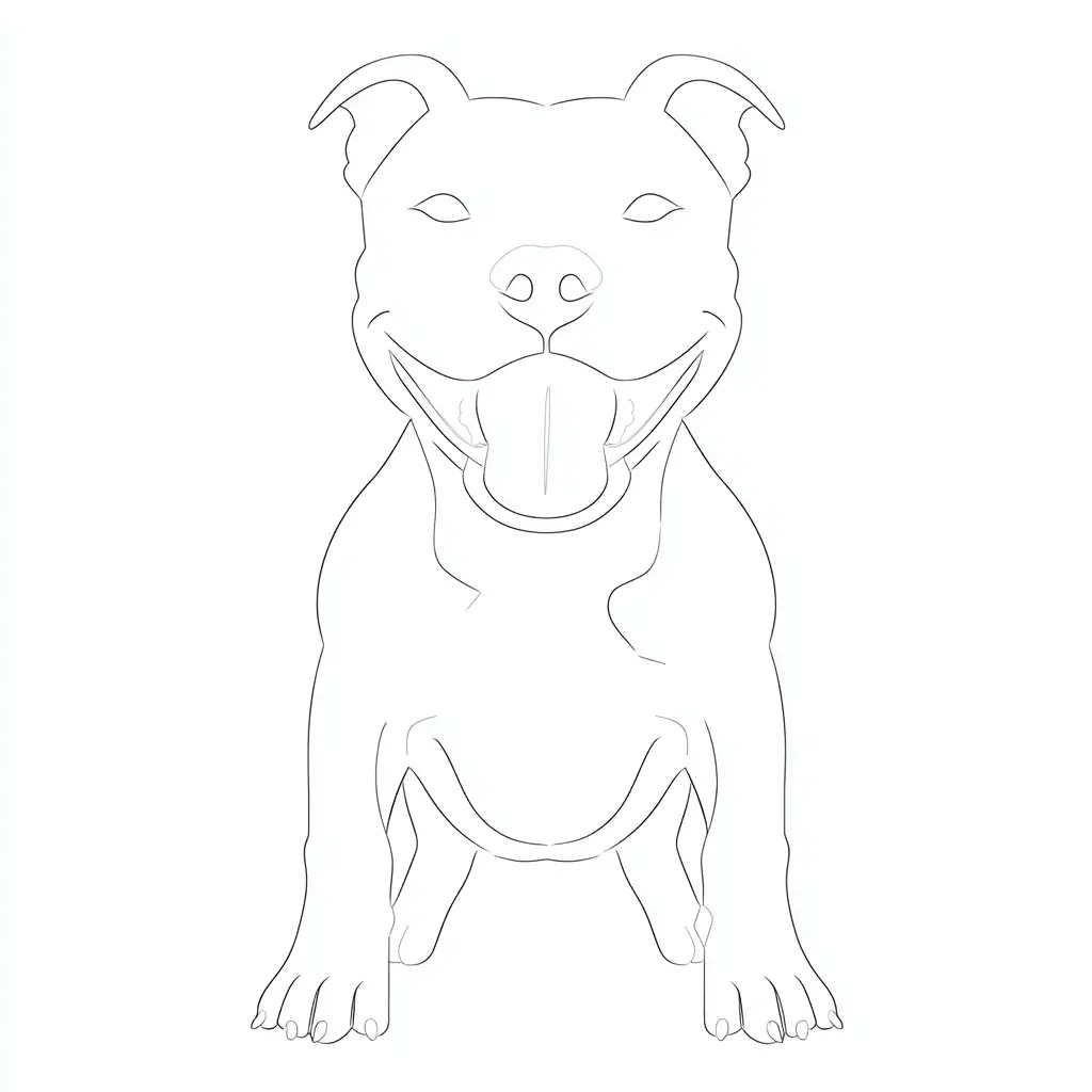 Dibujo de contorno fino de pit bull terrier para colorear Dibujo de contorno fino de pit bull terrier para colorear