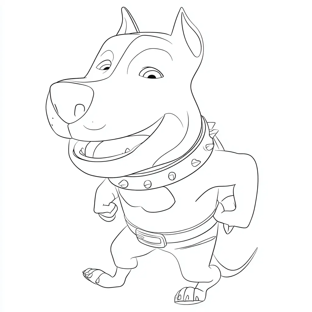 Dibujo de personaje cómico de pit bull terrier para colorear Dibujo de personaje cómico de pit bull terrier para colorear