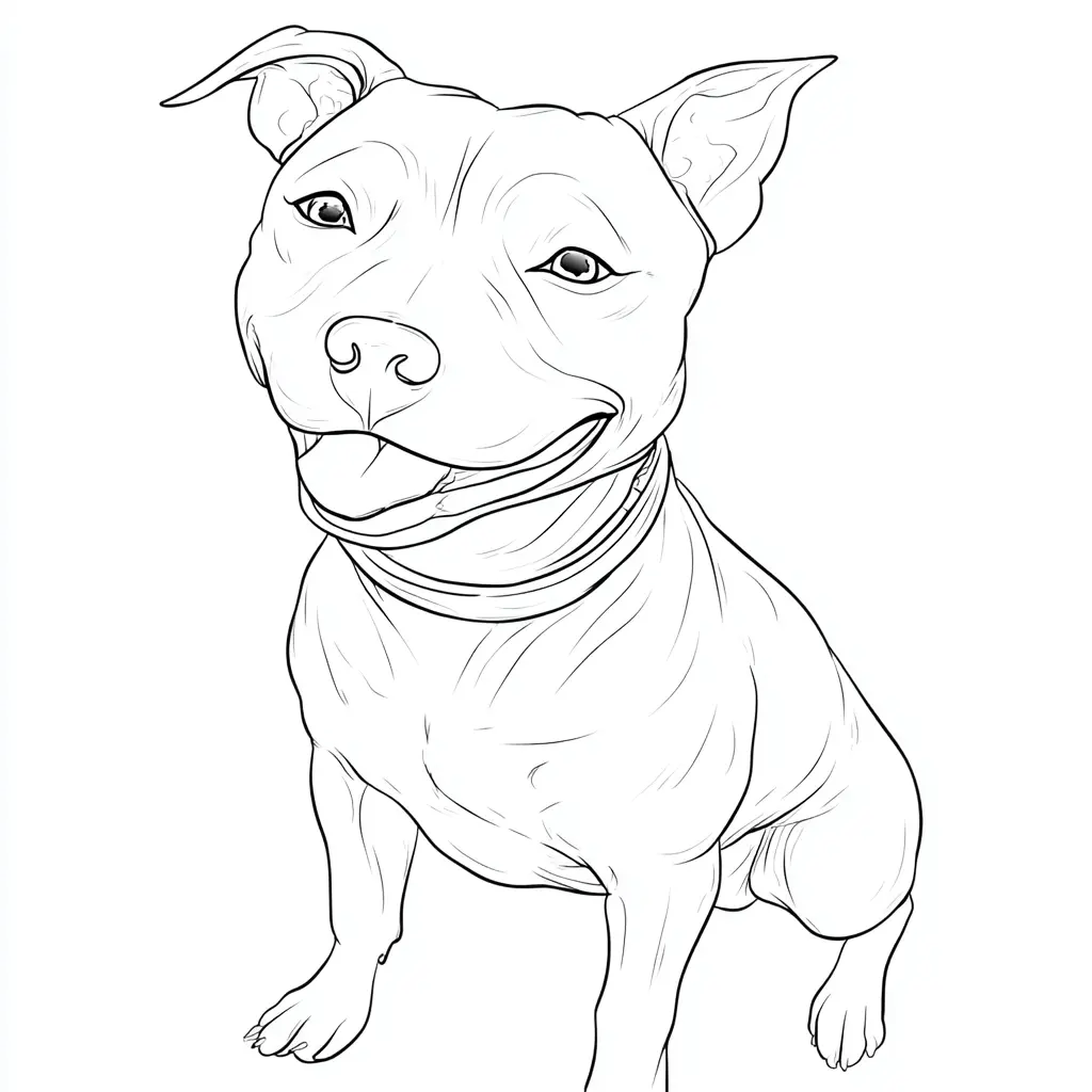 Dibujo de pit bull terrier sonriente para colorear Dibujo de pit bull terrier sonriente para colorear