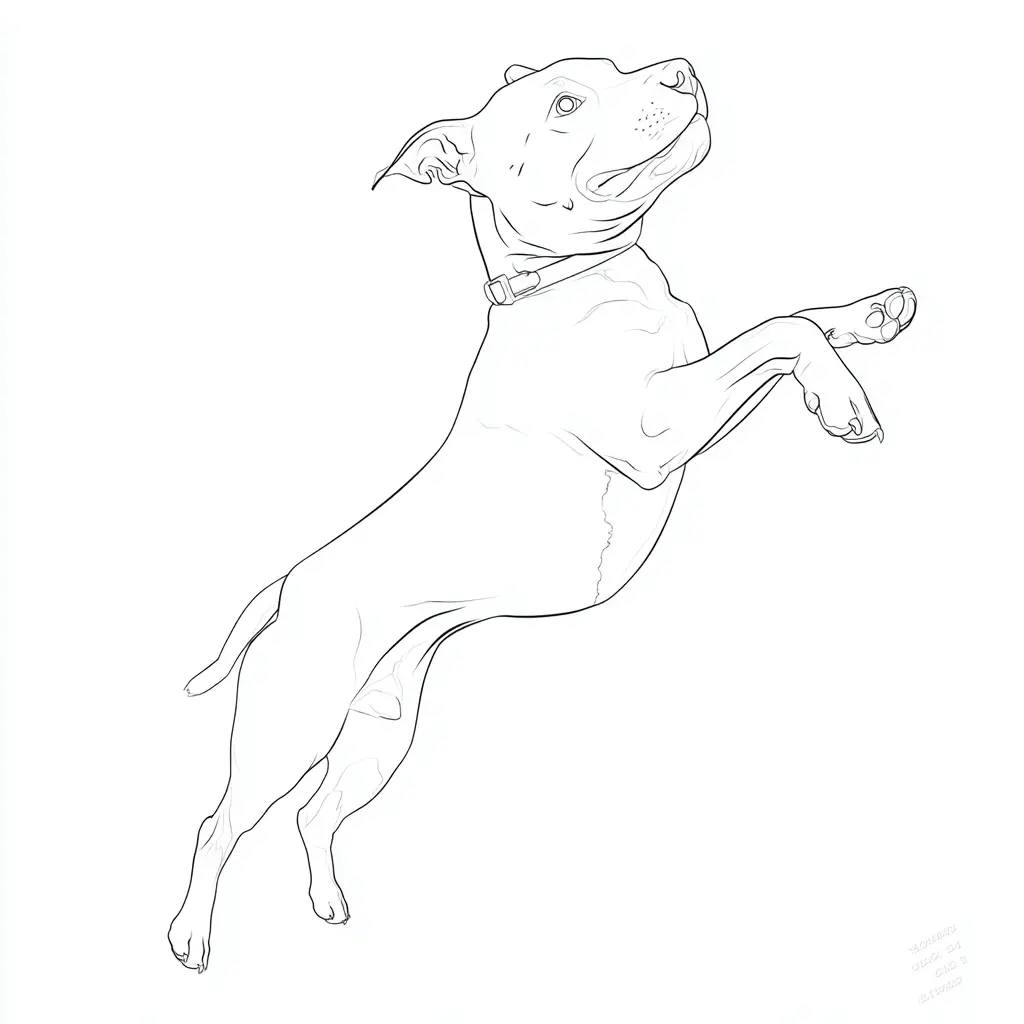 Dibujo de pose dinámico de pit bull para colorear Dibujo de pose dinámico de pit bull para colorear