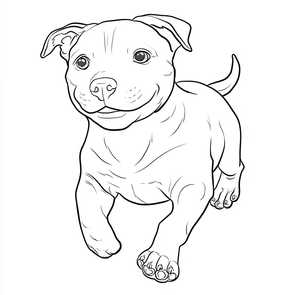 Dibujo de pit bull terrier de trazo grueso para colorear Dibujo de pit bull terrier de trazo grueso para colorear