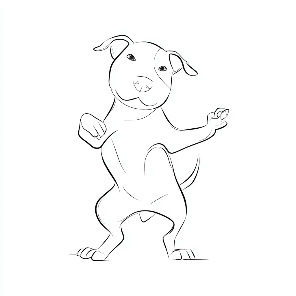 Dibujo de pose cartoon de pit bull terrier para colorear Dibujo de pose cartoon de pit bull terrier para colorear