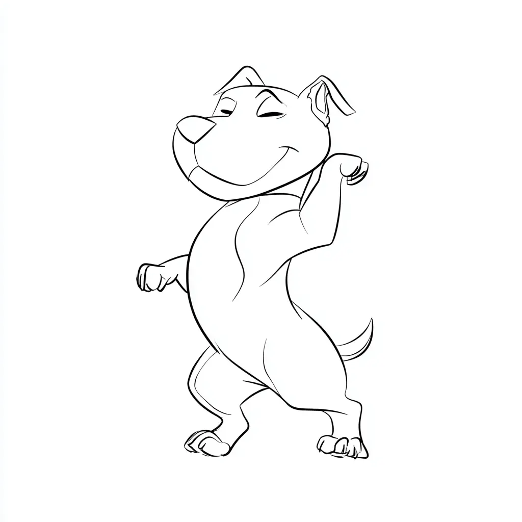 Dibujo de pose cómico de pit bull terrrier para colorear Dibujo de pose cómico de pit bull terrrier para colorear