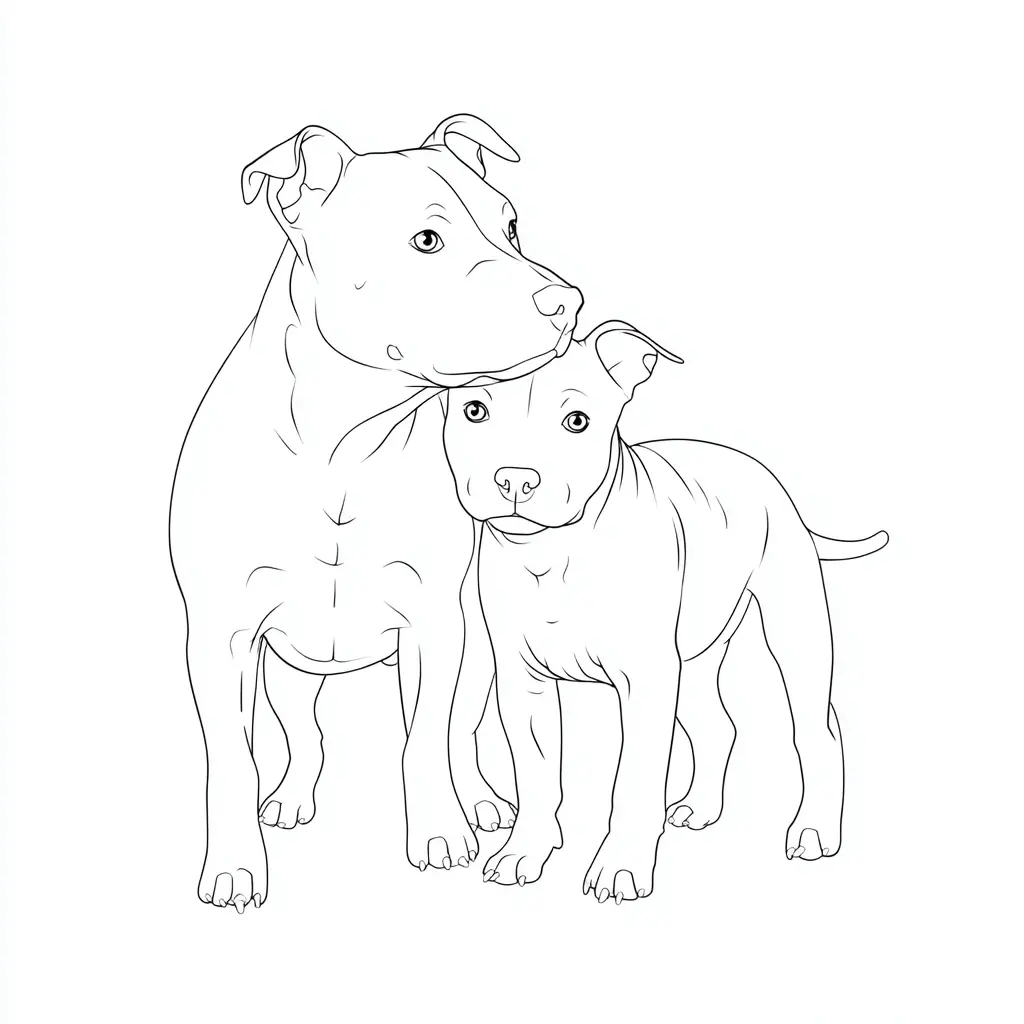 Dibujo de pareja de pit bull terrier para colorear Dibujo de pareja de pit bull terrier para colorear