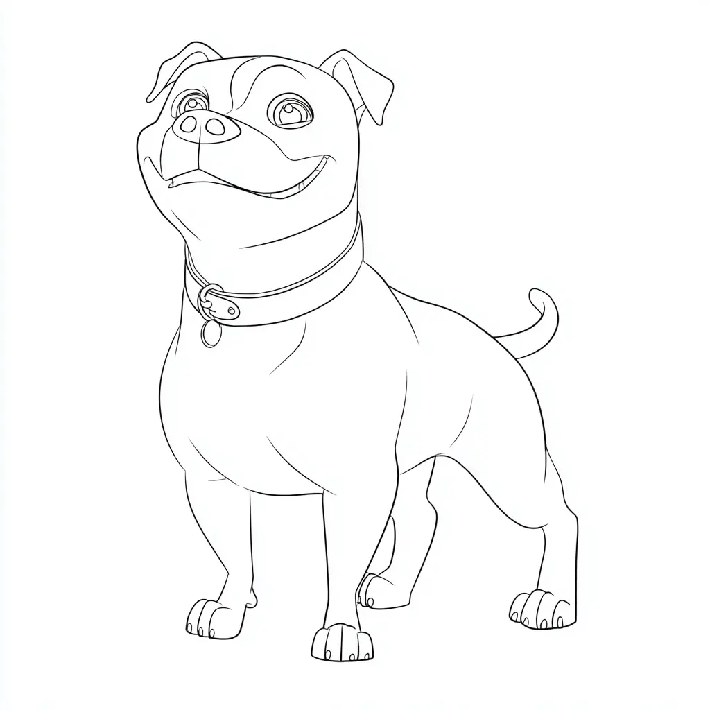 Dibujo de pit bull terrier con actitud simpática para colorear Dibujo de pit bull terrier con actitud simpática para colorear