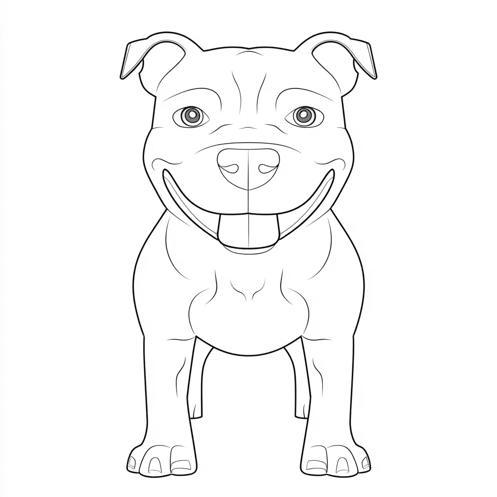 Dibujo de contorno detallado de pit bull terrier para colorear Dibujo de contorno detallado de pit bull terrier para colorear