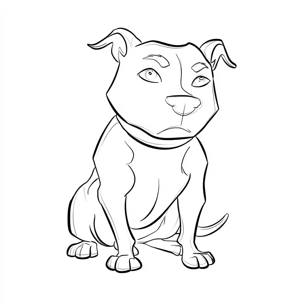 Dibujo de boceto grueso de pit bull terrier para colorear Dibujo de boceto grueso de pit bull terrier para colorear