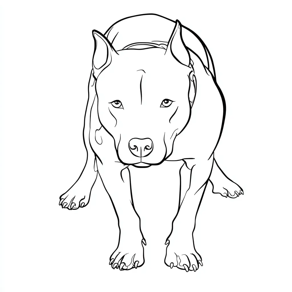 Dibujo de pit bull terrier arte lineal para colorear Dibujo de pit bull terrier arte lineal para colorear
