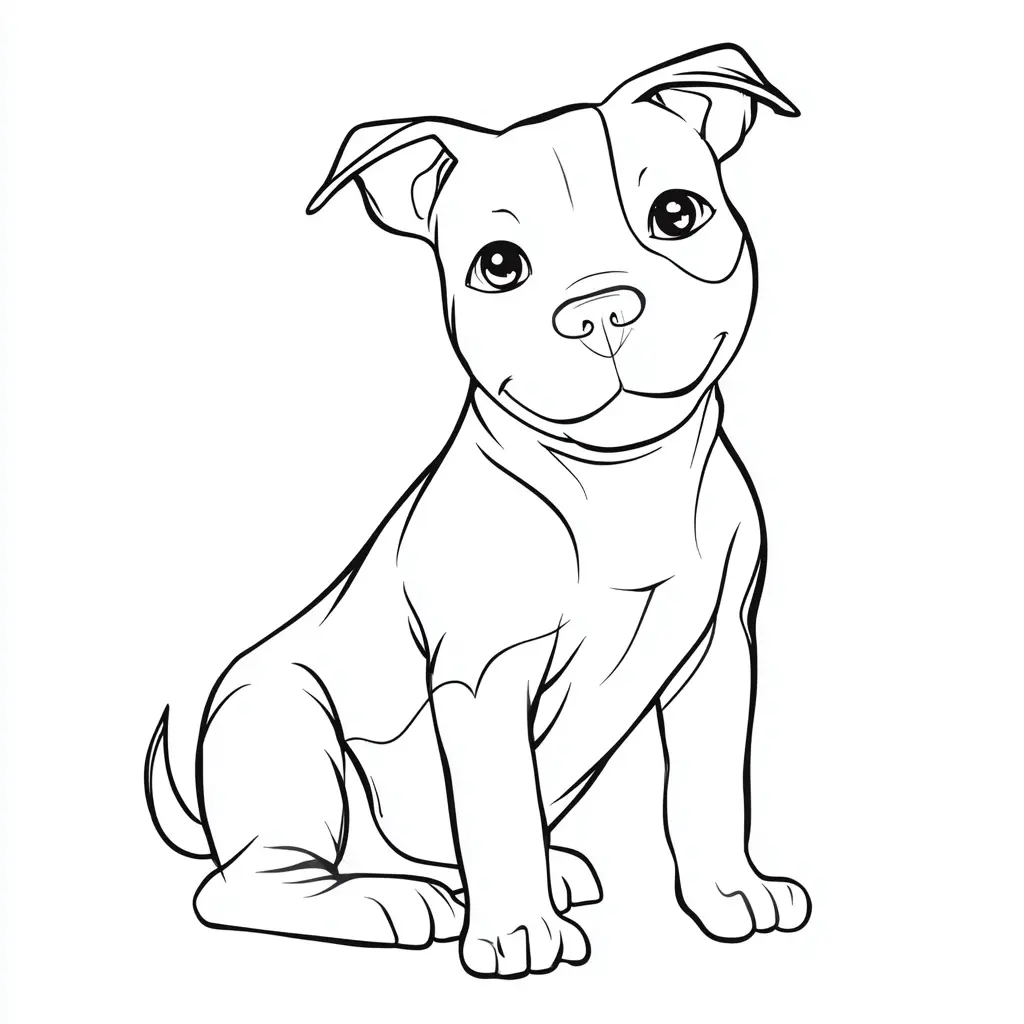 Dibujo de pit bull terrier estilo line art para colorear Dibujo de pit bull terrier estilo line art para colorear
