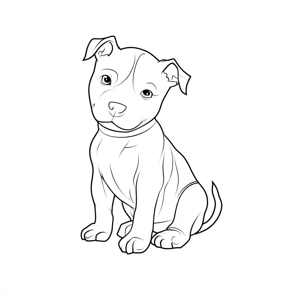 Dibujo de pit bull terrier contorno simple para colorear Dibujo de pit bull terrier contorno simple para colorear