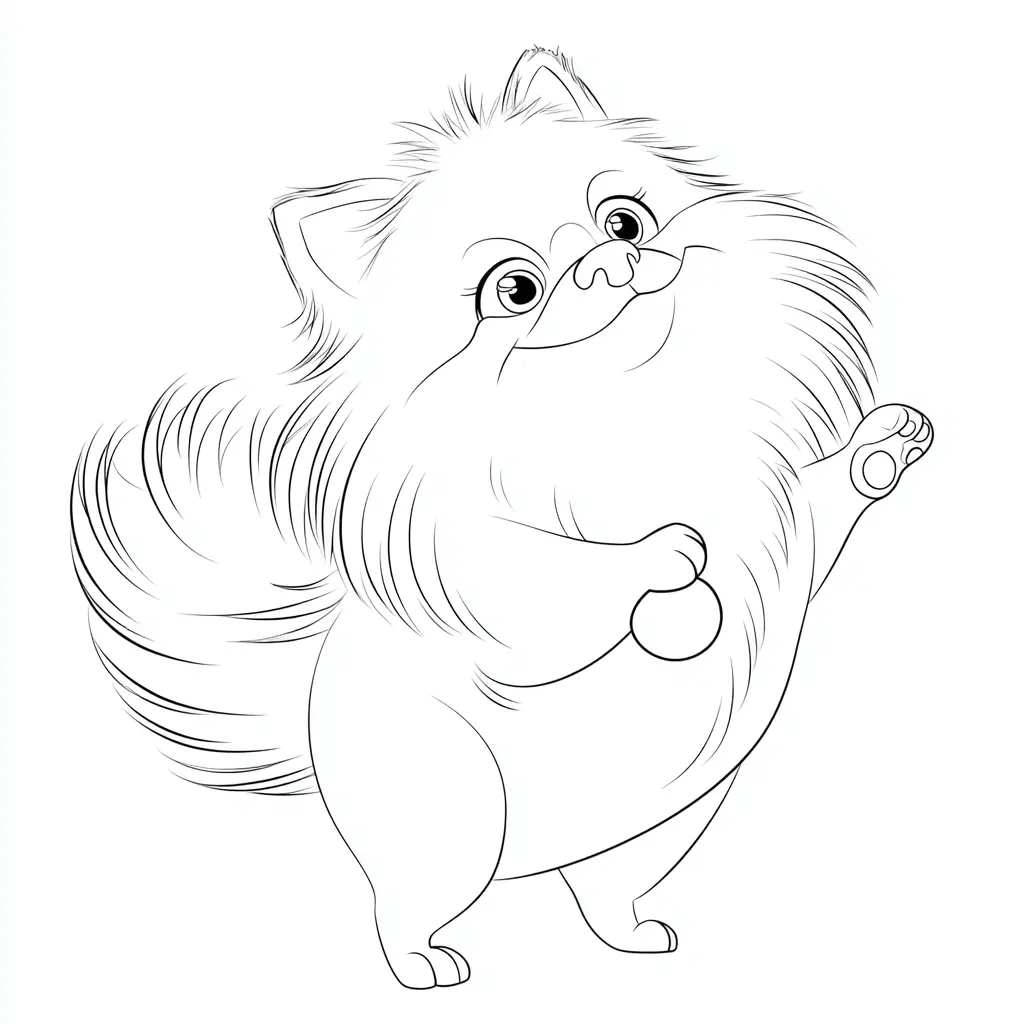 Dibujo de pomerania cartoon con pelaje para colorear Dibujo de pomerania cartoon con pelaje para colorear