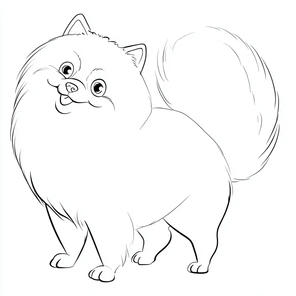 Dibujo de pomerania de trazo suave para colorear Dibujo de pomerania de trazo suave para colorear