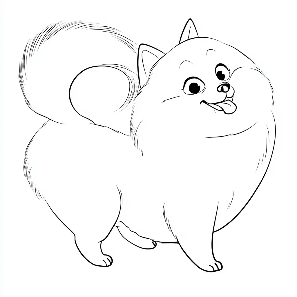 Dibujo de pomerania con pose elegante para colorear Dibujo de pomerania con pose elegante para colorear