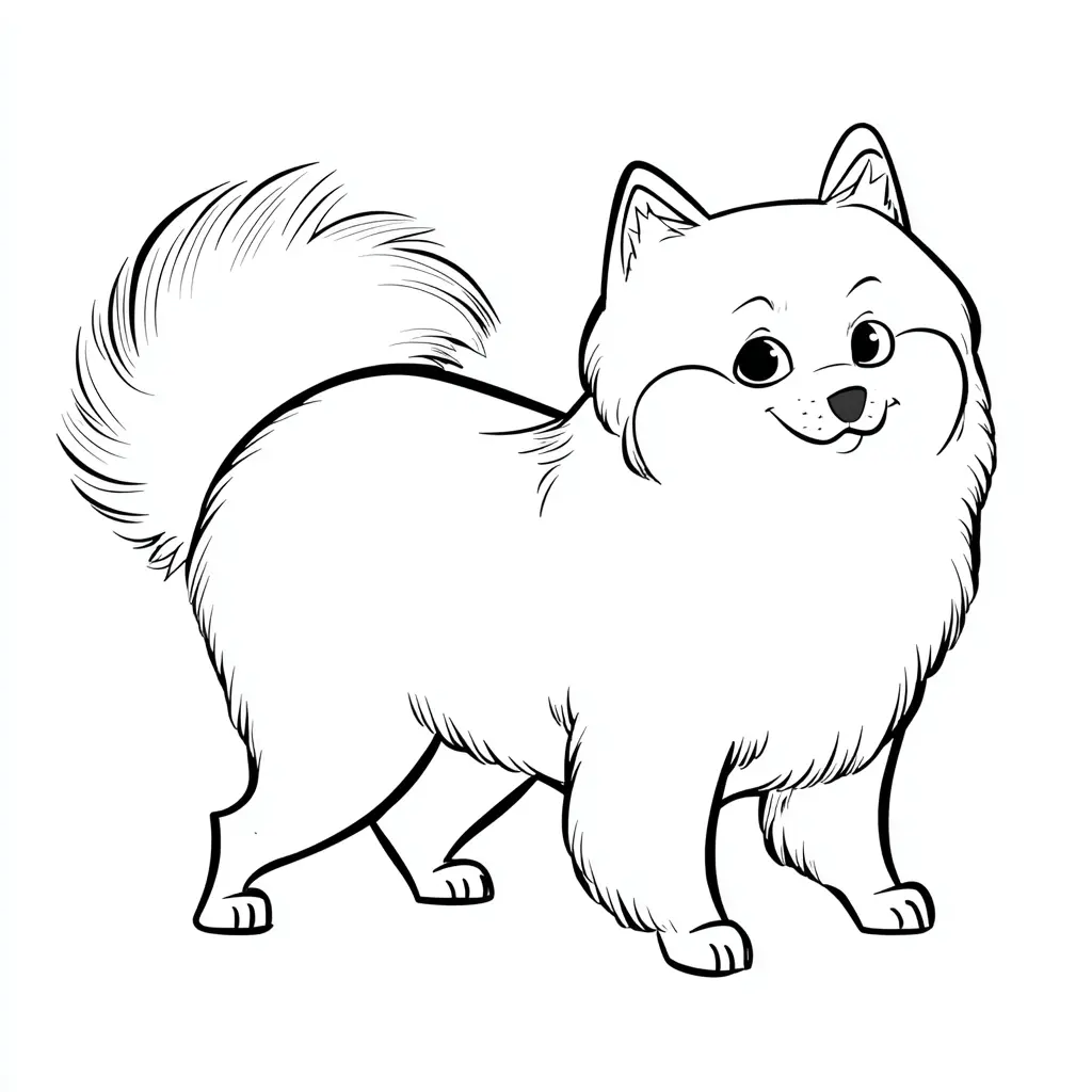 Dibujo de pomerania de trazo grueso para colorear Dibujo de pomerania de trazo grueso para colorear