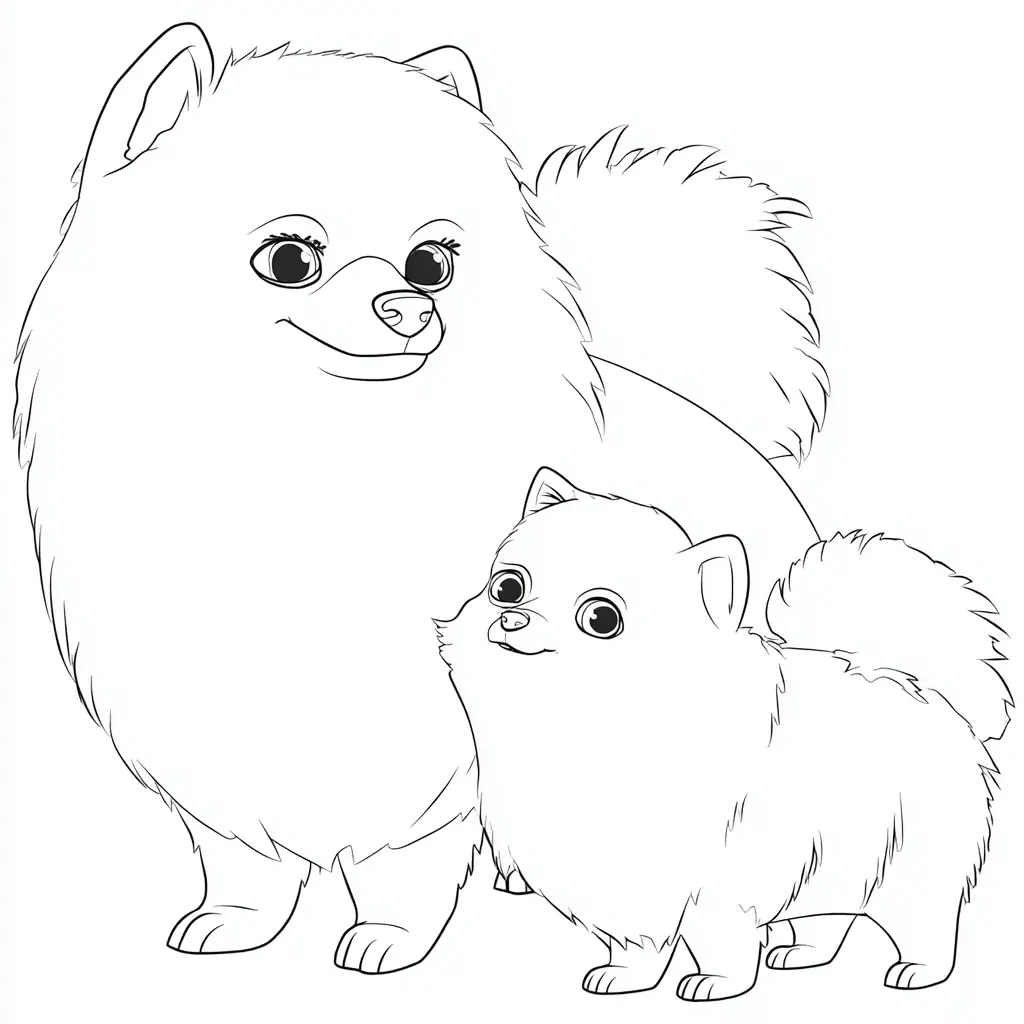 Dibujo de dos lindos pomerania para colorear Dibujo de dos lindos pomerania para colorear
