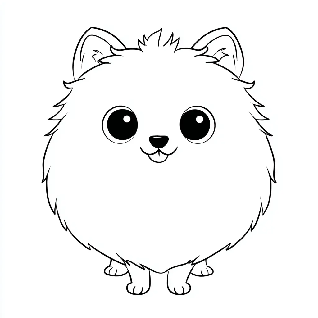 Dibujo de pomerania kawaii minimalista para colorear Dibujo de pomerania kawaii minimalista para colorear