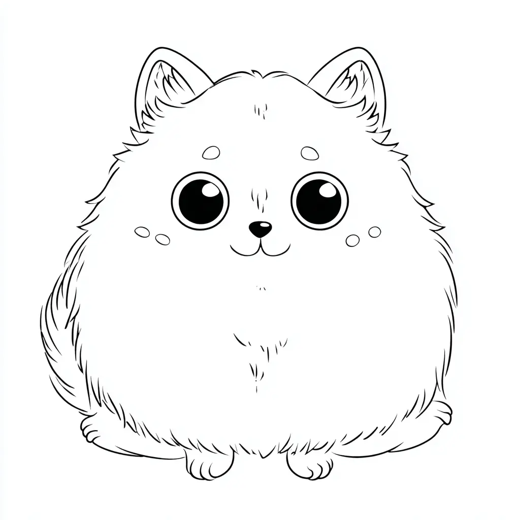Dibujo de pomerania estilo kawaii para colorear Dibujo de pomerania estilo kawaii para colorear