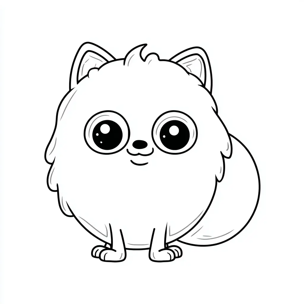 Dibujo de pomerania estilo chibi para colorear Dibujo de pomerania estilo chibi para colorear