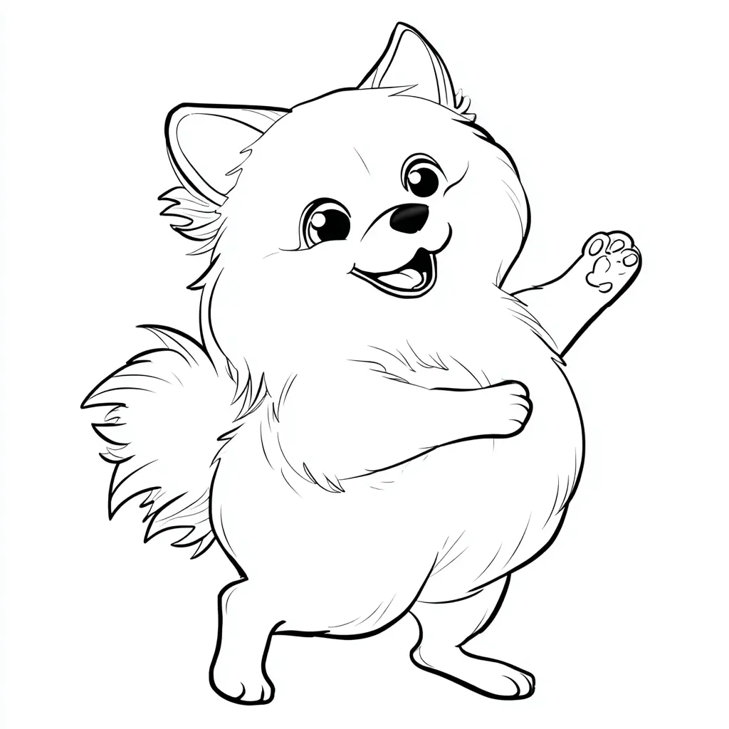Dibujo de pomerania en pose dinámico para colorear Dibujo de pomerania en pose dinámico para colorear