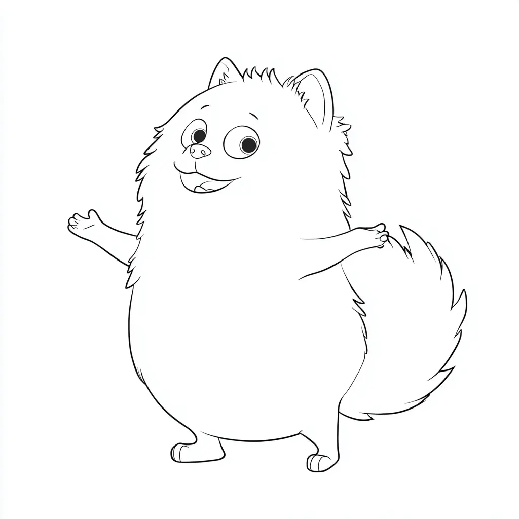 Dibujo de pomerania caricatura expresiva para colorear Dibujo de pomerania caricatura expresiva para colorear