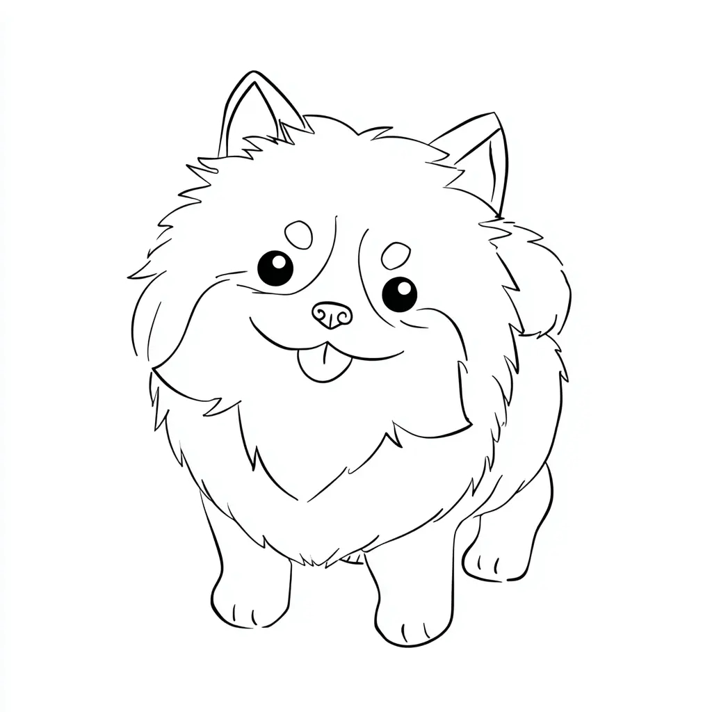 Dibujo de pomerania chibi de frente para colorear Dibujo de pomerania chibi de frente para colorear