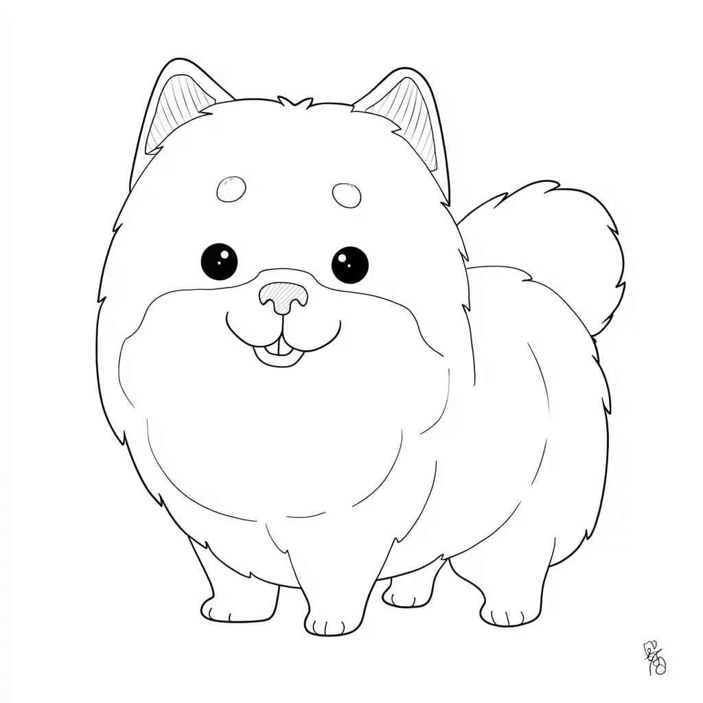 Dibujo de pomerania sencillo lineal para colorear Dibujo de pomerania sencillo lineal para colorear