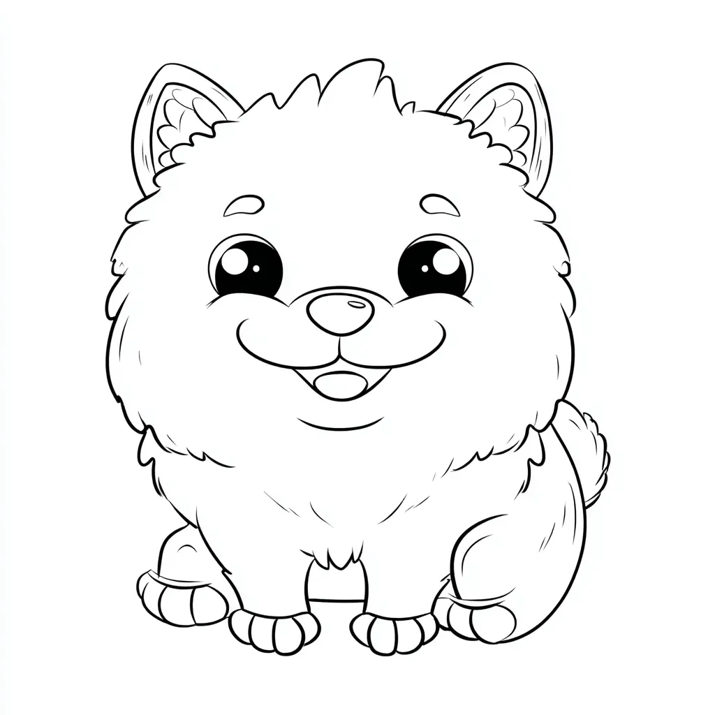 Dibujo de chibi kawaii pomerania para colorear Dibujo de chibi kawaii pomerania para colorear