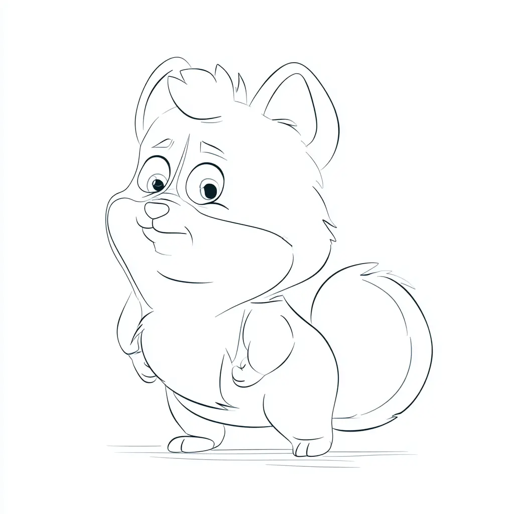 Dibujo de pomerania de dibujos animados para colorear Dibujo de pomerania de dibujos animados para colorear