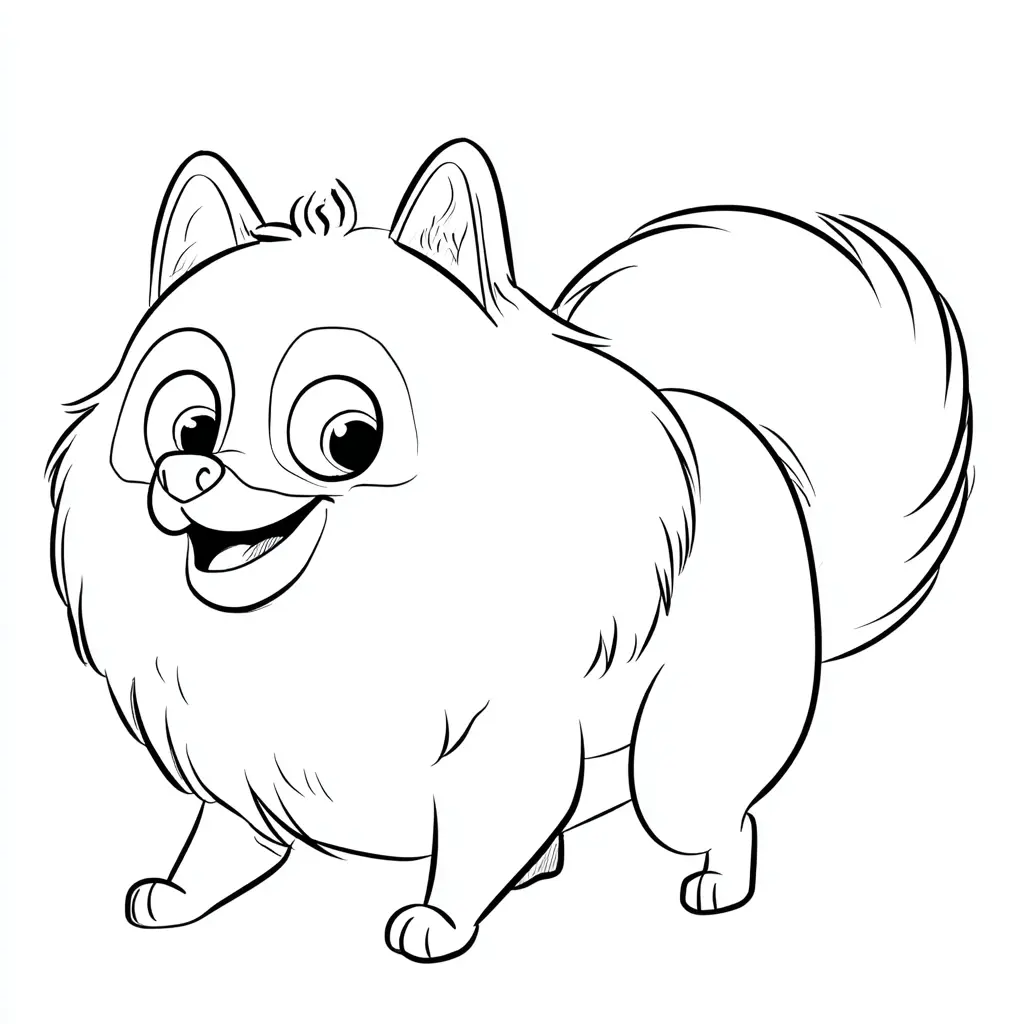 Dibujo de caricatura alegre de pomerania para colorear Dibujo de caricatura alegre de pomerania para colorear
