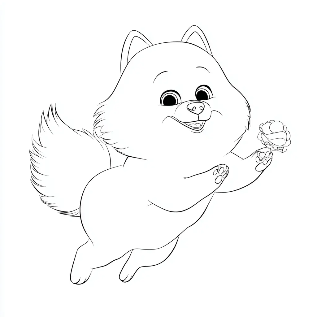 Dibujo de pomerania cartoon saltando para colorear Dibujo de pomerania cartoon saltando para colorear