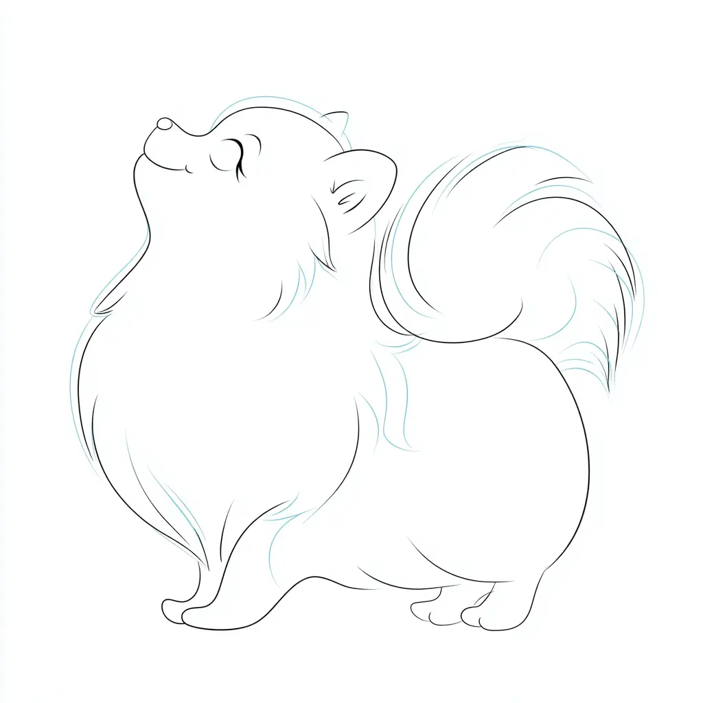 Dibujo de trazo a lápiz de pomerania para colorear Dibujo de trazo a lápiz de pomerania para colorear