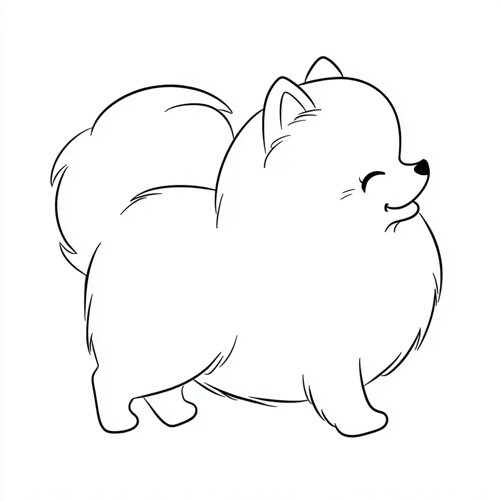 Dibujo de perfil kawaii de pomerania para colorear Dibujo de perfil kawaii de pomerania para colorear