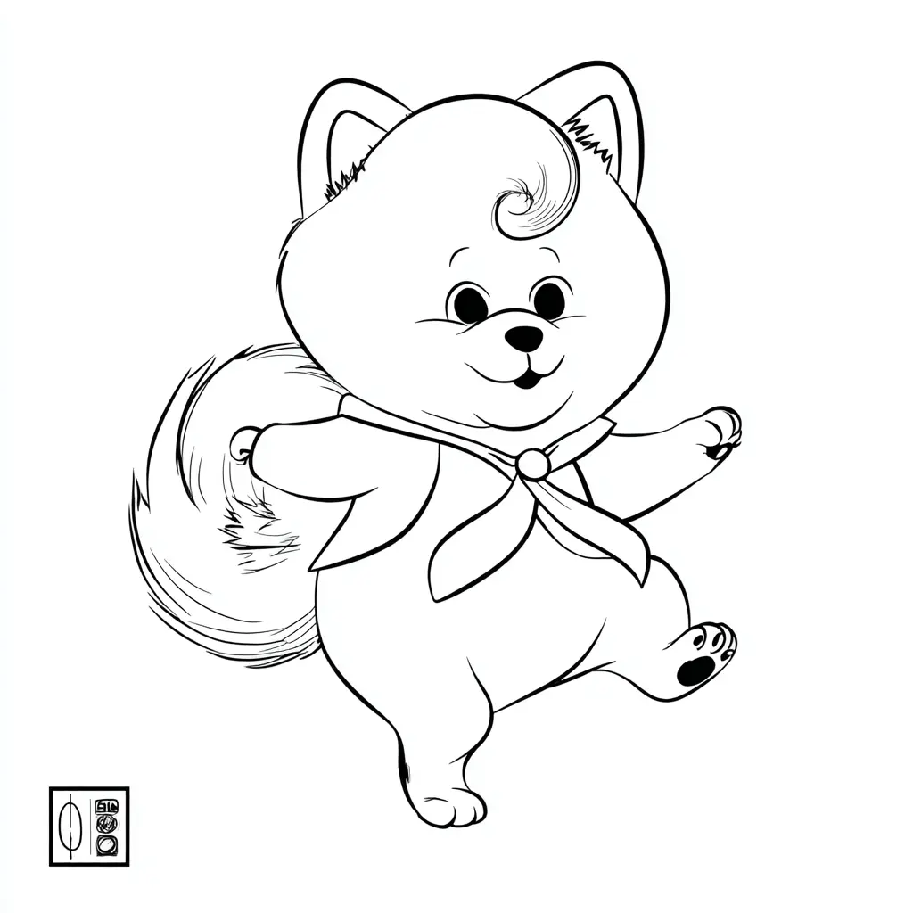 Dibujo de personaje cómico de pomerania para colorear Dibujo de personaje cómico de pomerania para colorear