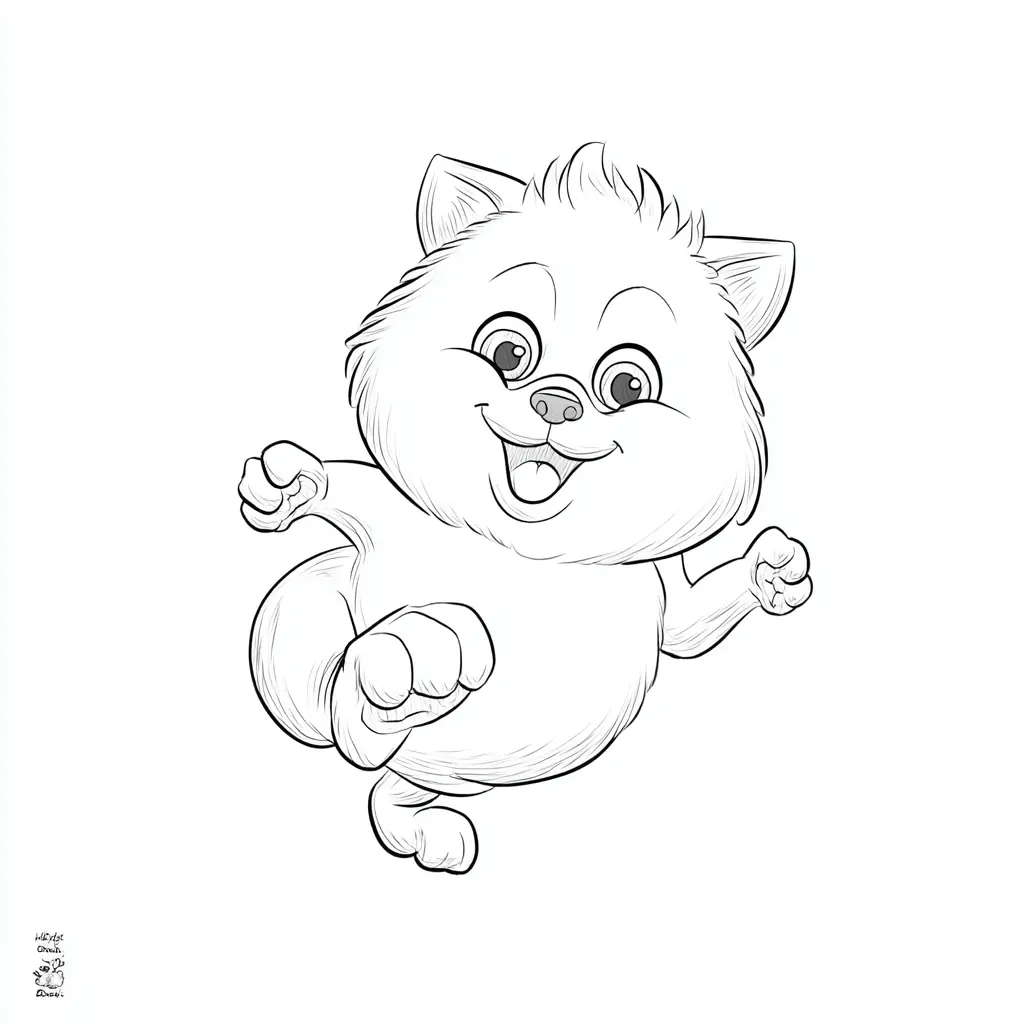 Dibujo de pomerania de caricatura bailando para colorear Dibujo de pomerania de caricatura bailando para colorear