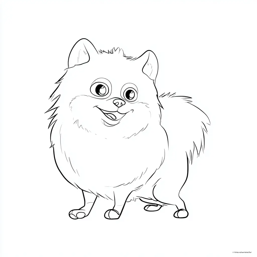 Dibujo de pomerania alegre cartoon para colorear Dibujo de pomerania alegre cartoon para colorear